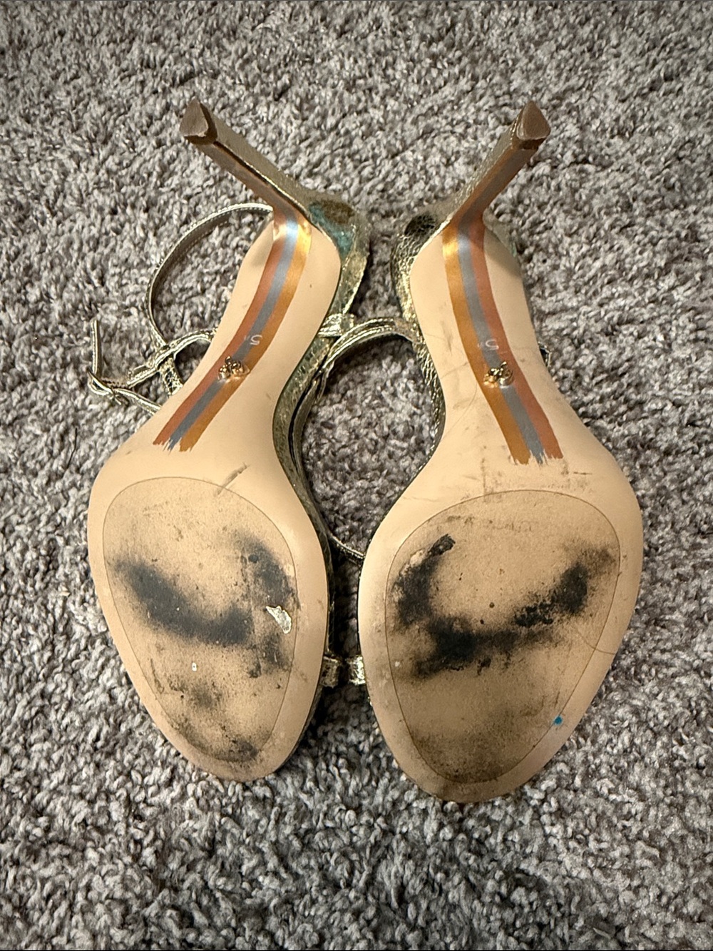 Sam Edelman Metallic Gold Open-Toe Ankle Strap Heels - Picture 4 of 5
